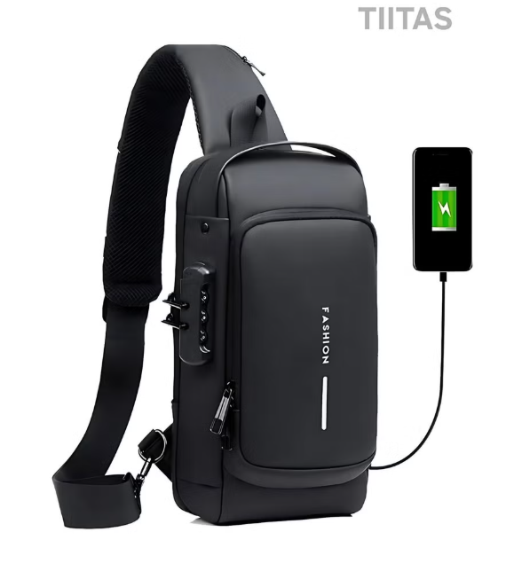 Crossbody Sling Bag for Men USB Charging Port